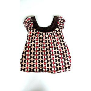 My Michelle Short Sleeve Blouse Size Small Brown Beige Black Pink